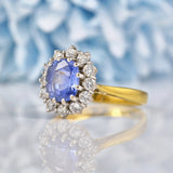 Ellibelle Jewellery Vintage 1990 Ceylon Sapphire & Diamond 18ct Gold Cluster Ring