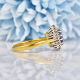 Ellibelle Jewellery Vintage 1990 Ceylon Sapphire & Diamond 18ct Gold Cluster Ring