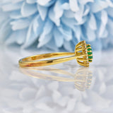 Ellibelle Jewellery Vintage 1990 Natural Emerald & Diamond Cluster Ring