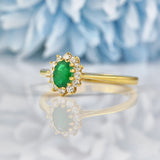 Ellibelle Jewellery Vintage 1990 Natural Emerald & Diamond Cluster Ring