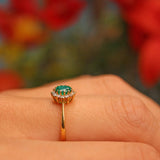 Ellibelle Jewellery Vintage 1990 Natural Emerald & Diamond Cluster Ring