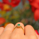 Ellibelle Jewellery Vintage 1990 Natural Emerald & Diamond Cluster Ring