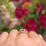 Ellibelle Jewellery Vintage 1990 Ruby & Diamond 18ct Gold Cluster Ring