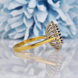 Ellibelle Jewellery Vintage 1990 Sapphire & Diamond 18ct Gold Cluster Ring (1.60ct)