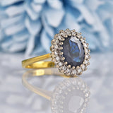 Ellibelle Jewellery Vintage 1990 Sapphire & Diamond 18ct Gold Cluster Ring (1.60ct)