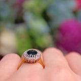 Ellibelle Jewellery Vintage 1990 Sapphire & Diamond 18ct Gold Cluster Ring (1.60ct)
