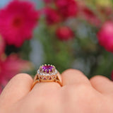 Ellibelle Jewellery Vintage 1990s Amethyst & Diamond Cluster Ring