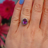 Ellibelle Jewellery Vintage 1990s Amethyst & Diamond Cluster Ring