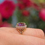 Ellibelle Jewellery Vintage 1990s Amethyst & Diamond Cluster Ring