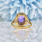 Ellibelle Jewellery Vintage 1990s Amethyst & Diamond Cluster Ring