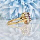 Ellibelle Jewellery Vintage 1990s Amethyst & Diamond Cluster Ring