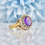 Ellibelle Jewellery Vintage 1990s Amethyst & Diamond Cluster Ring