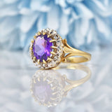 Ellibelle Jewellery Vintage 1990s Amethyst & Diamond Cluster Ring