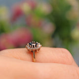 Ellibelle Jewellery Vintage 1990s Blue Sapphire & Diamond Cluster Ring