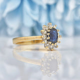 Ellibelle Jewellery Vintage 1990s Blue Sapphire & Diamond Cluster Ring