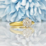 Ellibelle Jewellery Vintage 1990s Diamond Gold Flower Cluster Ring