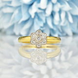 Ellibelle Jewellery Vintage 1990s Diamond Gold Flower Cluster Ring
