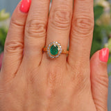 Ellibelle Jewellery Vintage 1990s Emerald & Diamond Bezel Cluster Ring