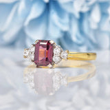 Ellibelle Jewellery Vintage 1990s Rhodolite Garnet & Diamond 18ct Gold Ring