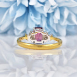 Ellibelle Jewellery Vintage 1990s Rhodolite Garnet & Diamond 18ct Gold Ring