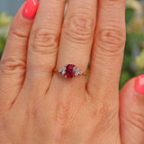 Ellibelle Jewellery Vintage 1990s Rhodolite Garnet & Diamond 18ct Gold Ring