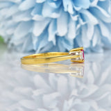 Ellibelle Jewellery Vintage 1990s Ruby & Diamond 18ct Gold Three Stone Ring
