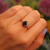 Ellibelle Jewellery Vintage 1990s Sapphire & Diamond 18ct Gold Trilogy Ring