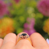 Ellibelle Jewellery Vintage 1990s Sapphire & Diamond 18ct Gold Trilogy Ring
