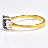 Ellibelle Jewellery Vintage 1990s Sapphire & Diamond 18ct Gold Trilogy Ring