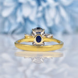 Ellibelle Jewellery Vintage 1990s Sapphire & Diamond 18ct Gold Trilogy Ring