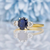 Ellibelle Jewellery Vintage 1990s Sapphire & Diamond 18ct Gold Trilogy Ring