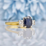 Ellibelle Jewellery Vintage 1990s Sapphire & Diamond 18ct Gold Trilogy Ring