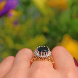 Ellibelle Jewellery VINTAGE 1990S SAPPHIRE & DIAMOND CLUSTER RING