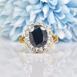 Ellibelle Jewellery VINTAGE 1990S SAPPHIRE & DIAMOND CLUSTER RING