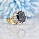Ellibelle Jewellery VINTAGE 1990S SAPPHIRE & DIAMOND CLUSTER RING