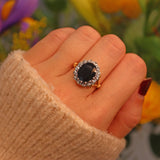 Ellibelle Jewellery VINTAGE 1990S SAPPHIRE & DIAMOND CLUSTER RING
