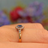 Ellibelle Jewellery Vintage 1990s Sapphire & Diamond Oval Cluster Ring