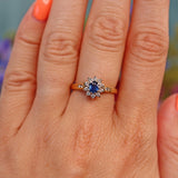 Ellibelle Jewellery Vintage 1990s Sapphire & Diamond Oval Cluster Ring