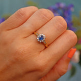 Ellibelle Jewellery Vintage 1990s Sapphire & Diamond Oval Cluster Ring