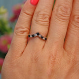Ellibelle Jewellery Vintage 1990s Sapphire & Diamond Wishbone Band Ring