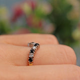 Ellibelle Jewellery Vintage 1990s Sapphire & Diamond Wishbone Band Ring
