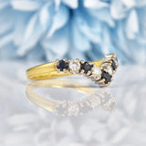 Ellibelle Jewellery Vintage 1990s Sapphire & Diamond Wishbone Band Ring