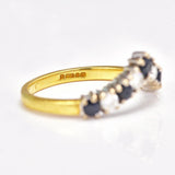 Ellibelle Jewellery Vintage 1990s Sapphire & Diamond Wishbone Band Ring