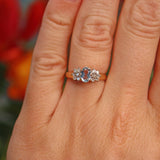 Ellibelle Jewellery Vintage 1991 Aquamarine & Diamond 9ct Gold Ring