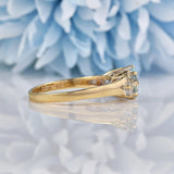 Ellibelle Jewellery Vintage 1991 Aquamarine & Diamond 9ct Gold Ring