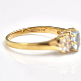 Ellibelle Jewellery Vintage 1991 Aquamarine & Diamond 9ct Gold Ring