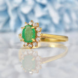 Ellibelle Jewellery Vintage 1992 Natural Emerald & Diamond Cluster Ring