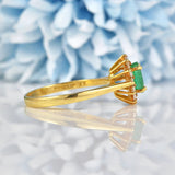 Ellibelle Jewellery Vintage 1992 Natural Emerald & Diamond Cluster Ring