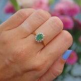 Ellibelle Jewellery Vintage 1992 Natural Emerald & Diamond Cluster Ring