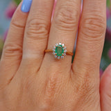 Ellibelle Jewellery Vintage 1992 Natural Emerald & Diamond Cluster Ring